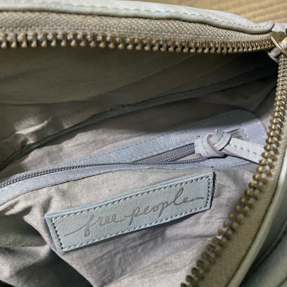 Sold Free People We The Free Distressed Leather Archer Sling Bag Light Blue NWT - Picture 12 of 15